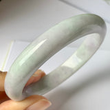 SOLD OUT: 59.4mm A-Grade Natural Lavender Green Jadeite Modern Round Bangle No.151940