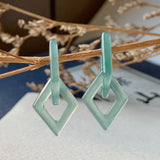 SOLD OUT - 2.12cts Icy A-Grade Natural Greenish Blue Jadeite Inter-locking Diamond Shape Pair No.180331