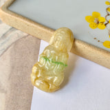 A-Grade Natural Yellow Jadeite Goddess of Mercy Pendant No.170799