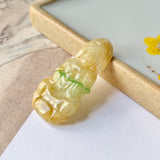 A-Grade Natural Yellow Jadeite Goddess of Mercy Pendant No.170799