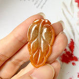 A-Grade Natural Red Jadeite Leaf Pendant No.171737