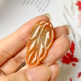 A-Grade Natural Red Jadeite Leaf Pendant No.171737