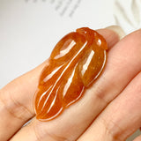 A-Grade Natural Red Jadeite Leaf Pendant No.171737