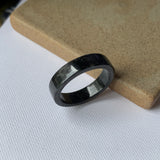 SOLD OUT: 21.2mm A-Grade Natural Black Jadeite Ring Band No.162245