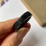 SOLD OUT: 21.2mm A-Grade Natural Black Jadeite Ring Band No.162245