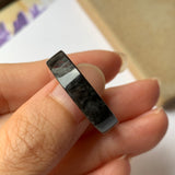 SOLD OUT: 21.2mm A-Grade Natural Black Jadeite Ring Band No.162245