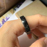 SOLD OUT: 21.2mm A-Grade Natural Black Jadeite Ring Band No.162245