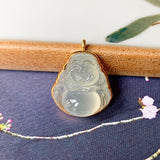 Icy A-Grade Natural Jadeite Buddha Pendant (18k Champagne Gold) No.171579