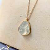 Icy A-Grade Natural Jadeite Buddha Pendant (18k Champagne Gold) No.171579