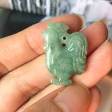 A-Grade Natural Green Jadeite Rooster Pendant No.171382