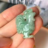 A-Grade Natural Green Jadeite Rooster Pendant No.171382