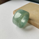 20.2mm A-Grade Natural Bluish Green Jadeite Archer Ring Band No.162250