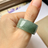 20.2mm A-Grade Natural Bluish Green Jadeite Archer Ring Band No.162250