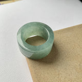 20.2mm A-Grade Natural Bluish Green Jadeite Archer Ring Band No.162250