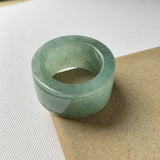20.2mm A-Grade Natural Bluish Green Jadeite Archer Ring Band No.162250