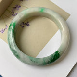 59mm A-Grade Natural Floral Imperial Green Jadeite Modern Round Bangle No.151623