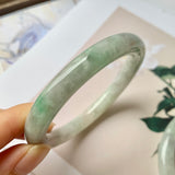 52.4mm A-Grade Natural Light Green Jadeite Traditional Round Bangle No.151944