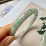 52.4mm A-Grade Natural Light Green Jadeite Traditional Round Bangle No.151944