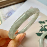 52.4mm A-Grade Natural Light Green Jadeite Traditional Round Bangle No.151944