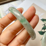 52.4mm A-Grade Natural Light Green Jadeite Traditional Round Bangle No.151944