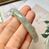 52.4mm A-Grade Natural Light Green Jadeite Traditional Round Bangle No.151944