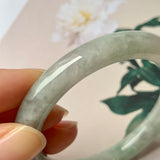 52.4mm A-Grade Natural Light Green Jadeite Traditional Round Bangle No.151944