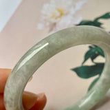 52.4mm A-Grade Natural Light Green Jadeite Traditional Round Bangle No.151944