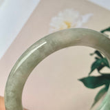 52.4mm A-Grade Natural Light Green Jadeite Traditional Round Bangle No.151944