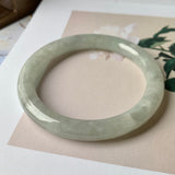 57.1 mm A-Grade Natural Light Green Jadeite Traditional Round Bangle No.151945