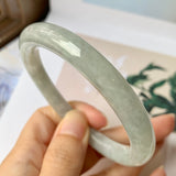 57.1 mm A-Grade Natural Light Green Jadeite Traditional Round Bangle No.151945
