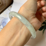 57.1 mm A-Grade Natural Light Green Jadeite Traditional Round Bangle No.151945