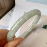 57.1 mm A-Grade Natural Light Green Jadeite Traditional Round Bangle No.151945