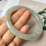 57.1 mm A-Grade Natural Light Green Jadeite Traditional Round Bangle No.151945