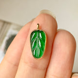 Icy A-Grade Jadeite Imperial Green Bespoke Leaf Pendant No.171731