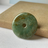 SOLD OUT: A-Grade Natural Bluish Green Jadeite Donut Pendant No.220211