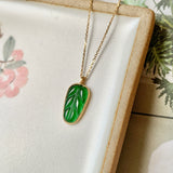 Icy A-Grade Jadeite Imperial Green Bespoke Leaf Pendant No.171731