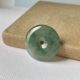 SOLD OUT: A-Grade Natural Bluish Green Jadeite Donut Pendant No.171304