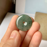 SOLD OUT: A-Grade Natural Bluish Green Jadeite Donut Pendant No.171304
