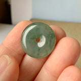 A-Grade Natural Bluish Green Jadeite Donut Pendant No.171305