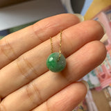 SOLD OUT: A-Grade Natural Green Jadeite Barrel Pendant No.171885