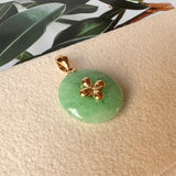 A-Grade Jadeite Green Bespoke Donut Pendant (Lilac Flower) No.171715