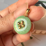 A-Grade Jadeite Green Bespoke Donut Pendant (Lilac Flower) No.171715