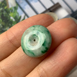 A-Grade Natural Floral Imperial Green Jadeite Donut Pendant No.171882