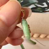 A-Grade Jadeite Green Bespoke Donut Pendant (Lilac Flower) No.171715