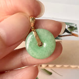 A-Grade Jadeite Green Bespoke Donut Pendant (Lilac Flower) No.171715