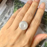 A-Grade Natural Faint Lavender Jadeite Donut Pendant No.171884