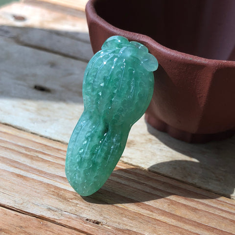 A-Grade Type A Natural Green Jadeite Jade Peanut Pendant No.170529