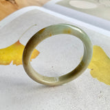 SOLD OUT: 54.3mm A-Grade Natural Green and Yellow Jadeite Modern Round Bangle No.330036