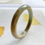 SOLD OUT: 54.3mm A-Grade Natural Green and Yellow Jadeite Modern Round Bangle No.330036