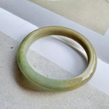 SOLD OUT: 54.3mm A-Grade Natural Green and Yellow Jadeite Modern Round Bangle No.330036